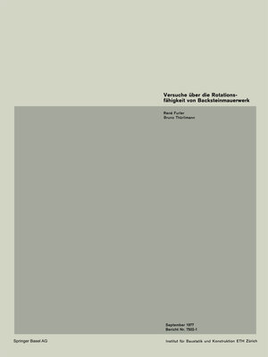 cover image of Versuche über die Rotationsfähigkeit von Backsteinmauerwerk